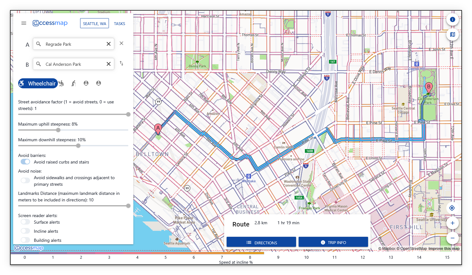 Full AccessMap interface
