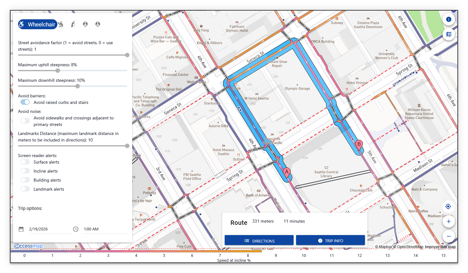 Route around building when closed