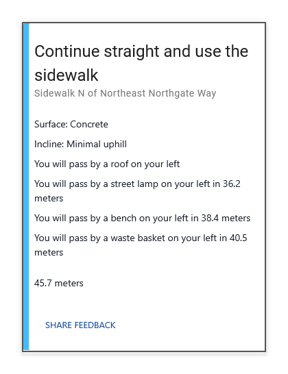 Directions card with landmarks
