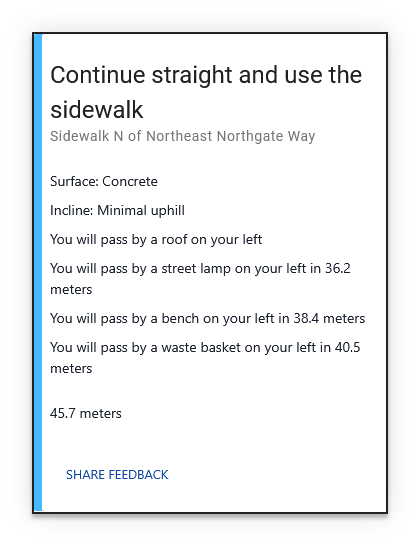 Directions card with landmarks