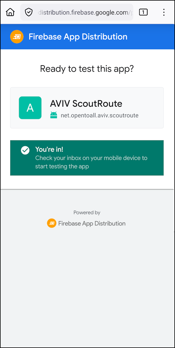 Firefox Firebase AVIV ScoutRoute Invite Success