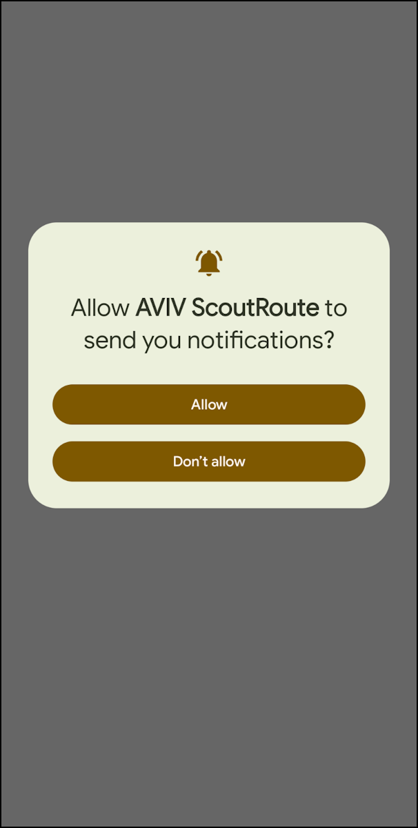 AVIV ScoutRoute Android Permissions Notifications