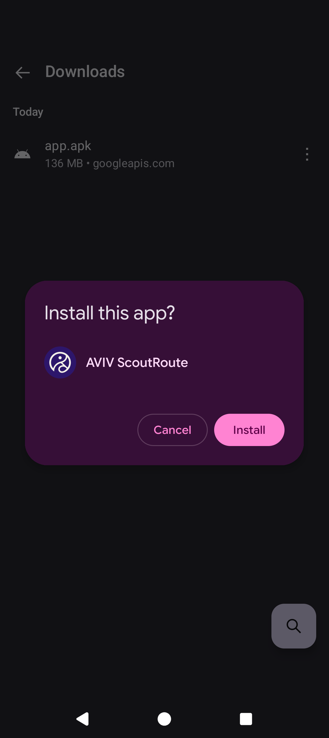 Android AVIV ScoutRoute install