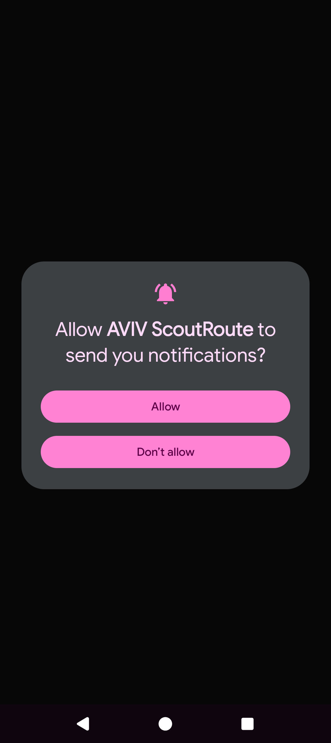 Android AVIV ScoutRoute allow notifications