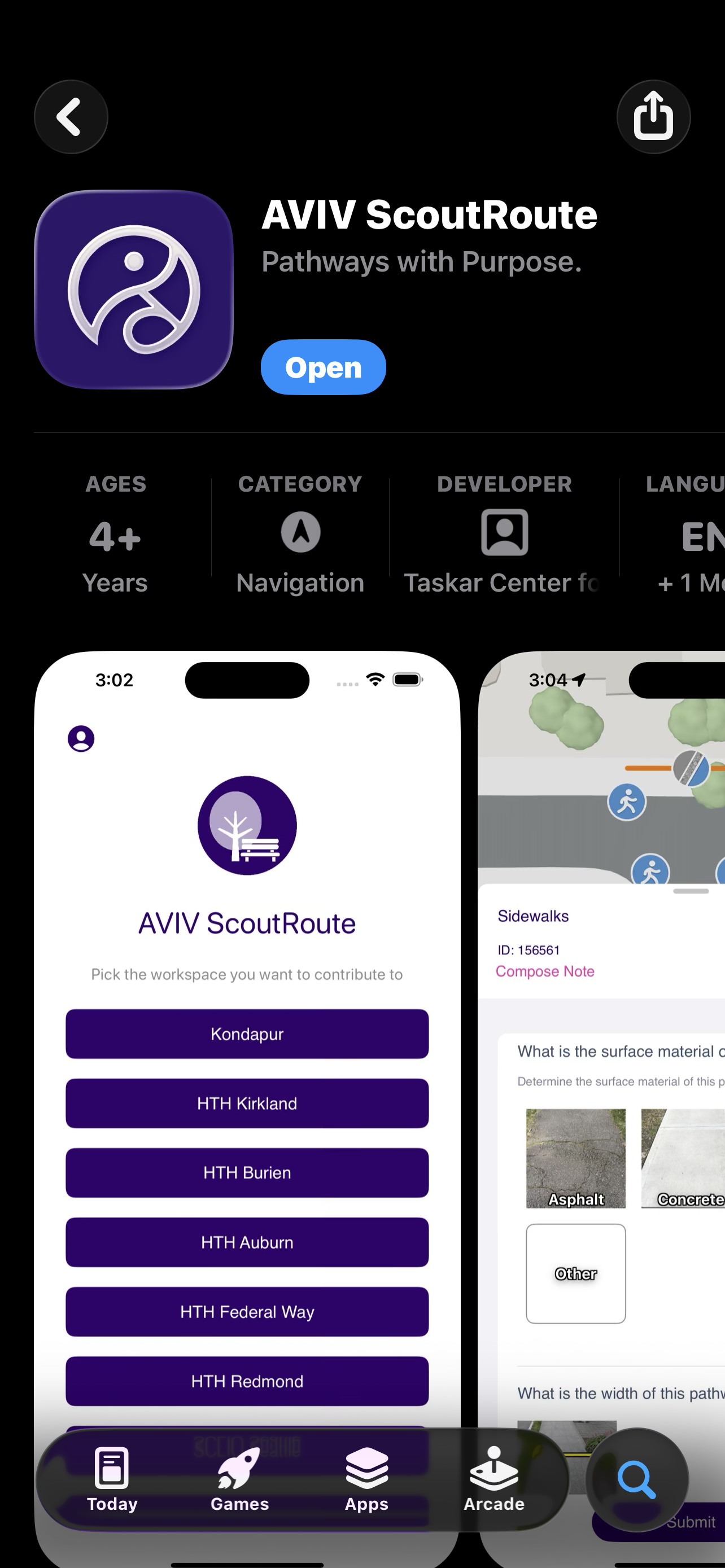 iOS App Store AVIV ScoutRoute open