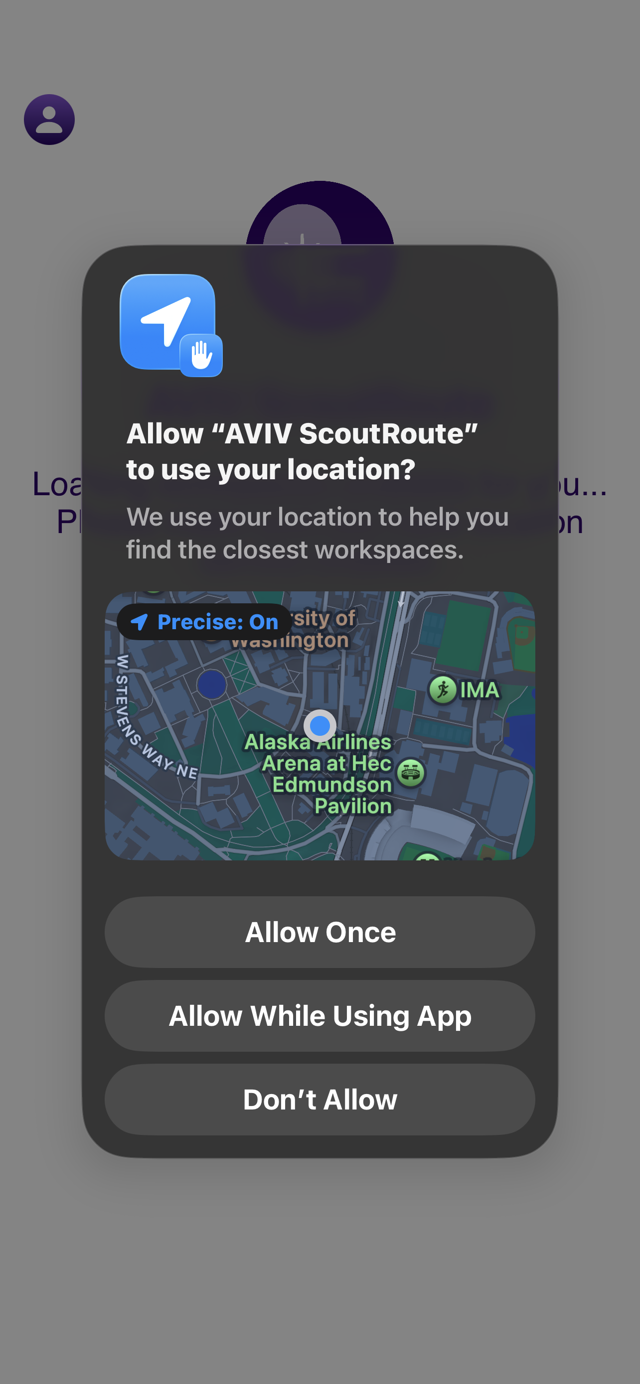 iOS AVIV ScoutRoute allow location
