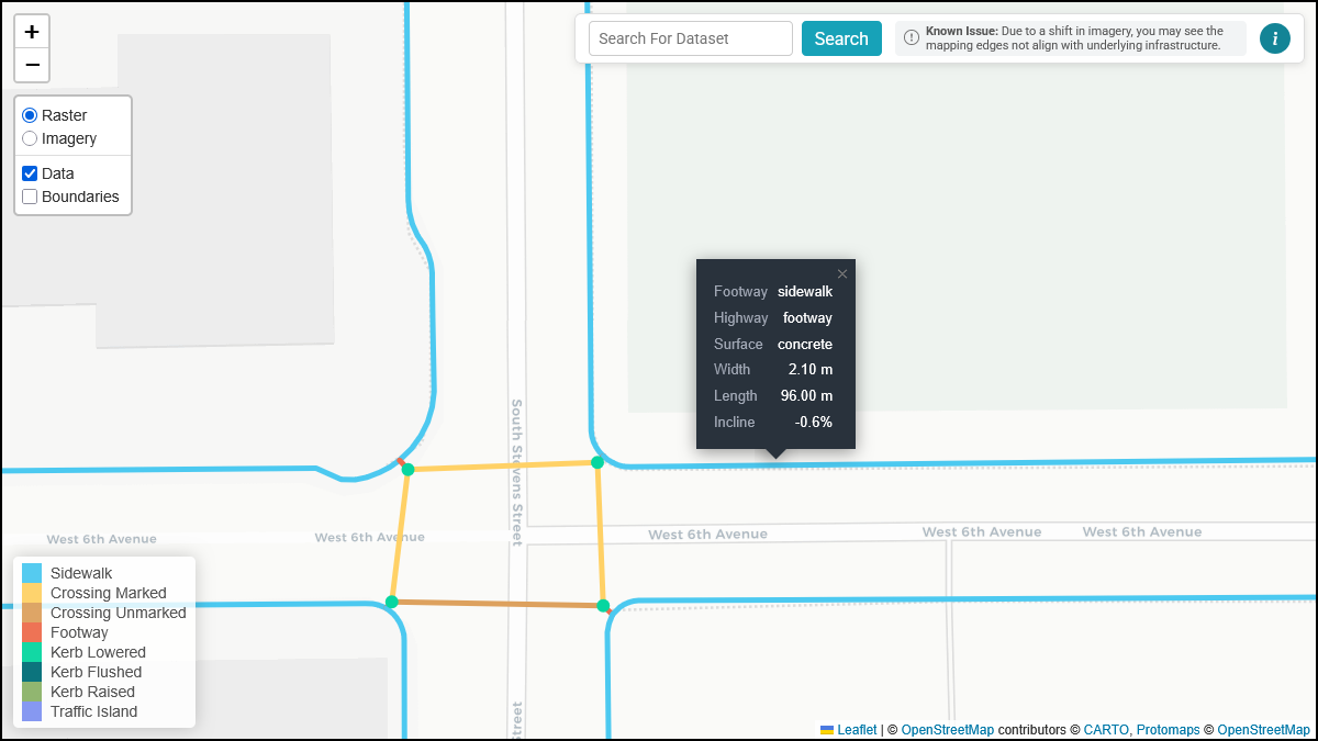 Feature hover popup showing attributes
