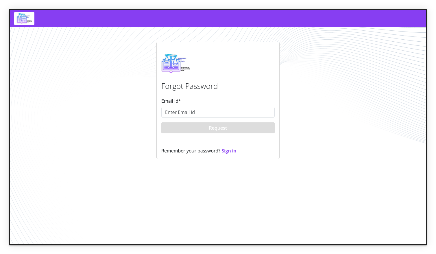 Forgot password page
