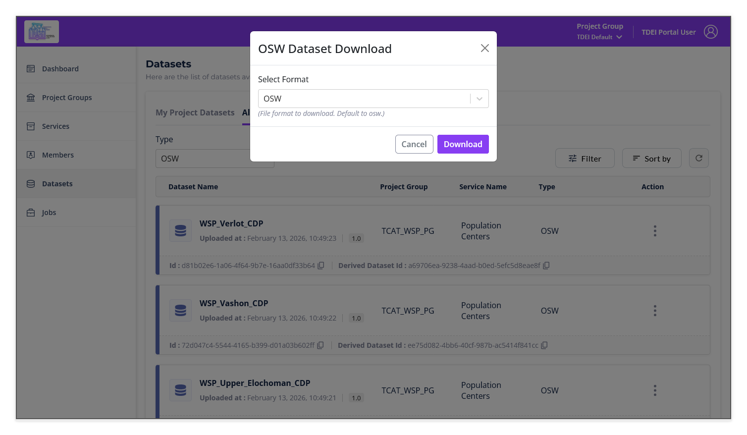 Download dialog format selection