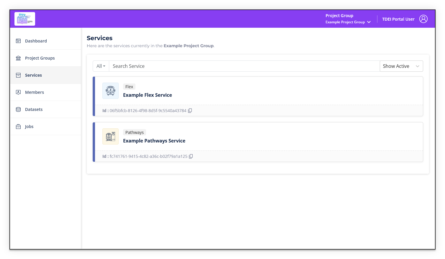 Services page member view