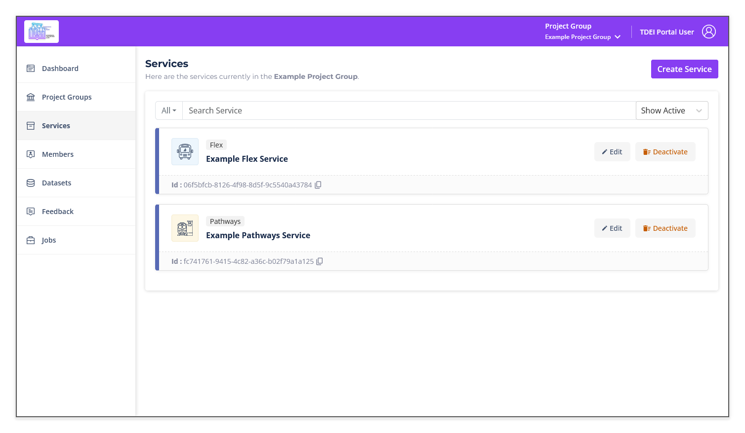 Services page Point of Contact view