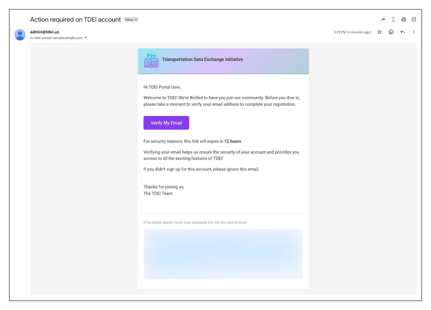 Verification email
