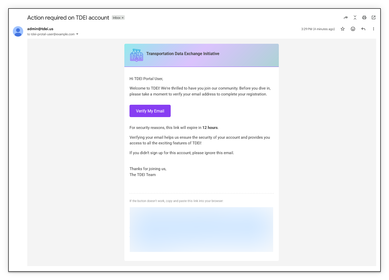 Verification email
