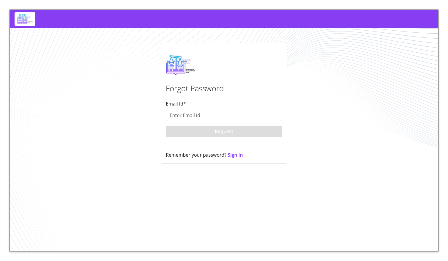 Forgot password page