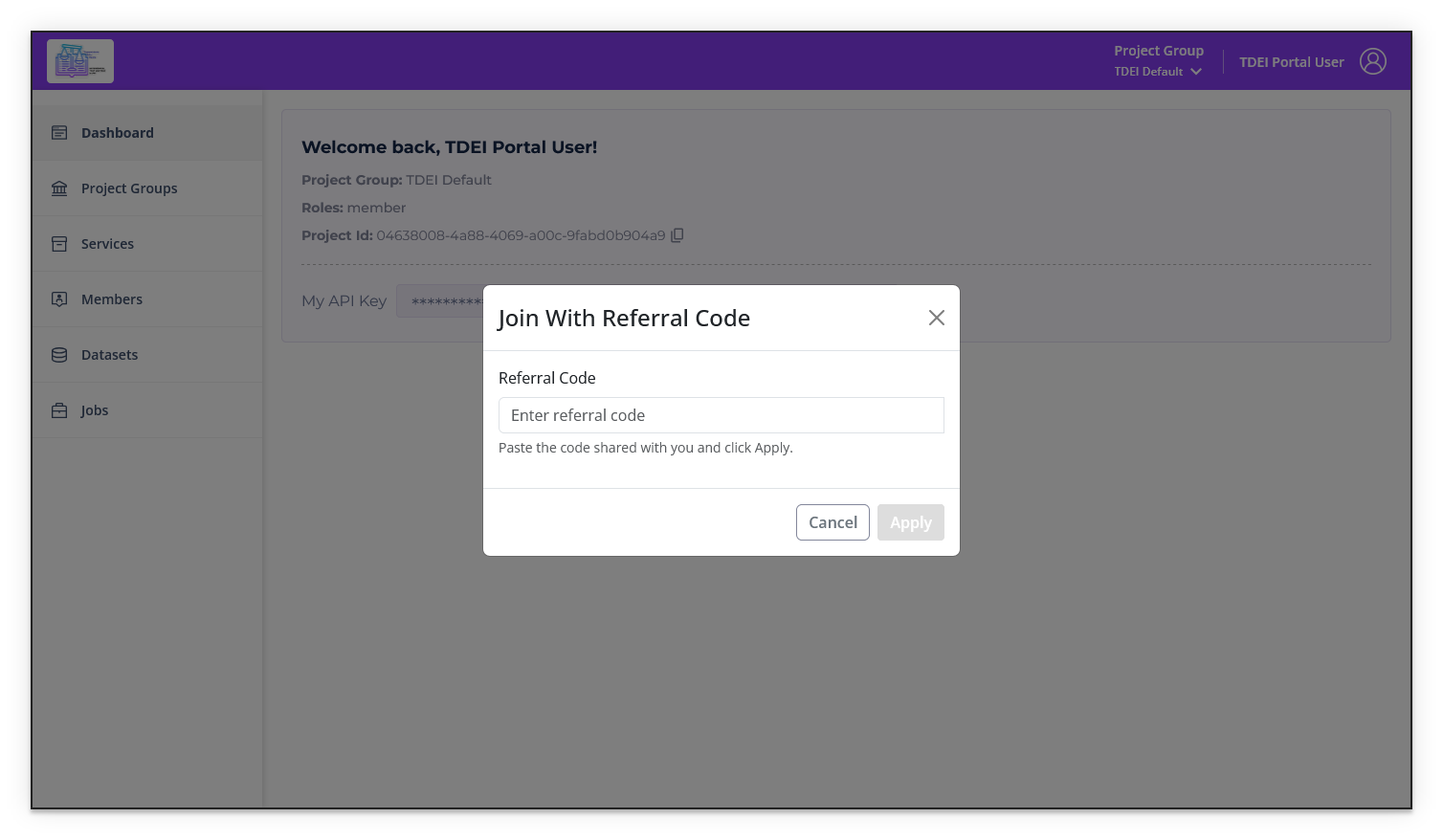 Join with referral code dialog