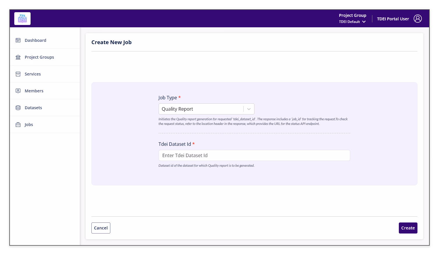Quality Report form