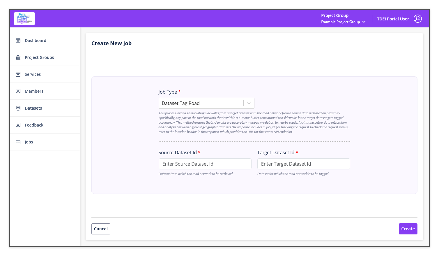 Dataset Tag Road form