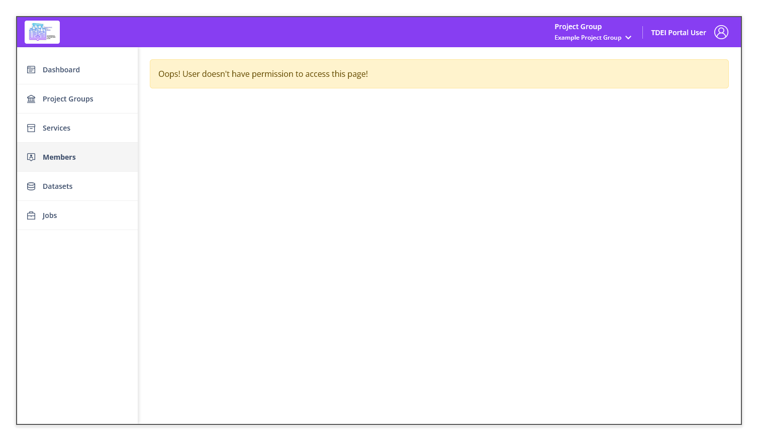 Members page — permission denied