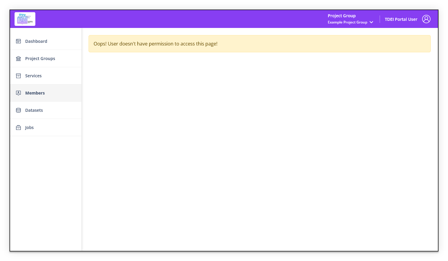 Members page — permission denied