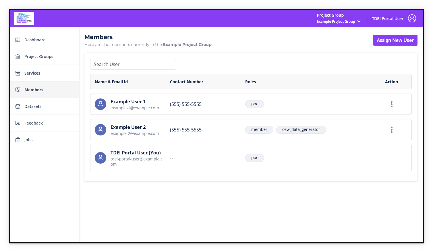 Members page — Point of Contact view