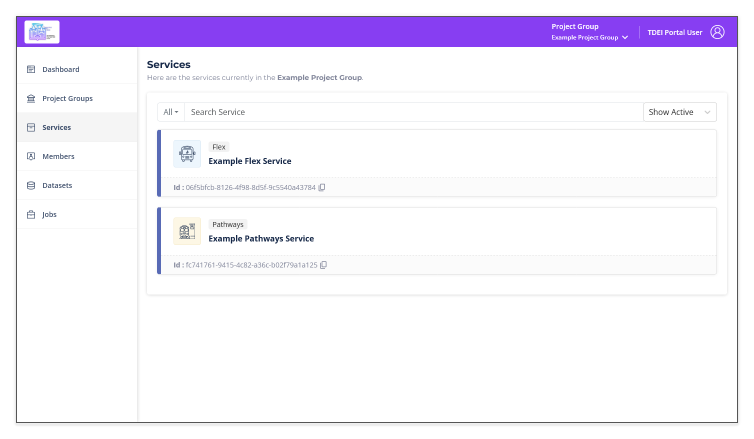 Services page member view