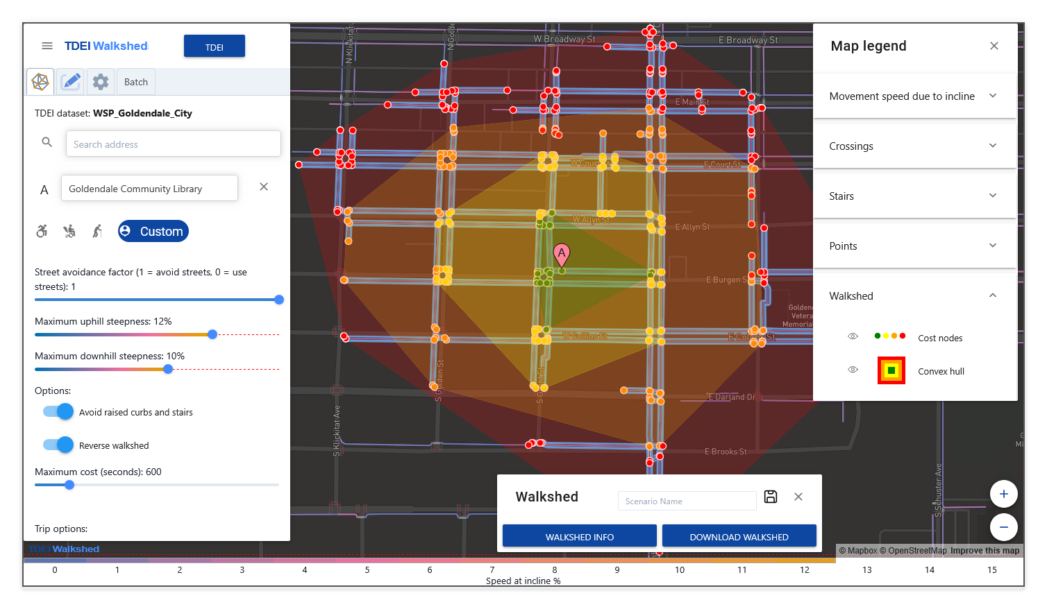 Full Walkshed interface
