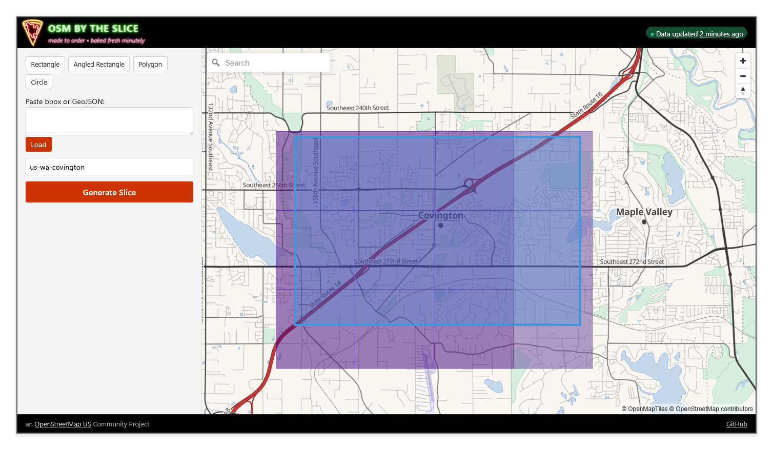 SliceOSM bounding box selection