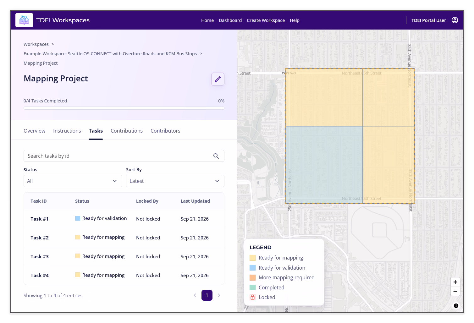 Mapping editor for a task showing the task area, Completion tab, mapping status, Skip Task, and I'm Done Mapping
