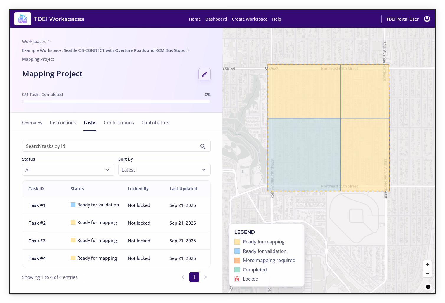 Mapping editor for a task showing the task area, Completion tab, mapping status, Skip Task, and I'm Done Mapping